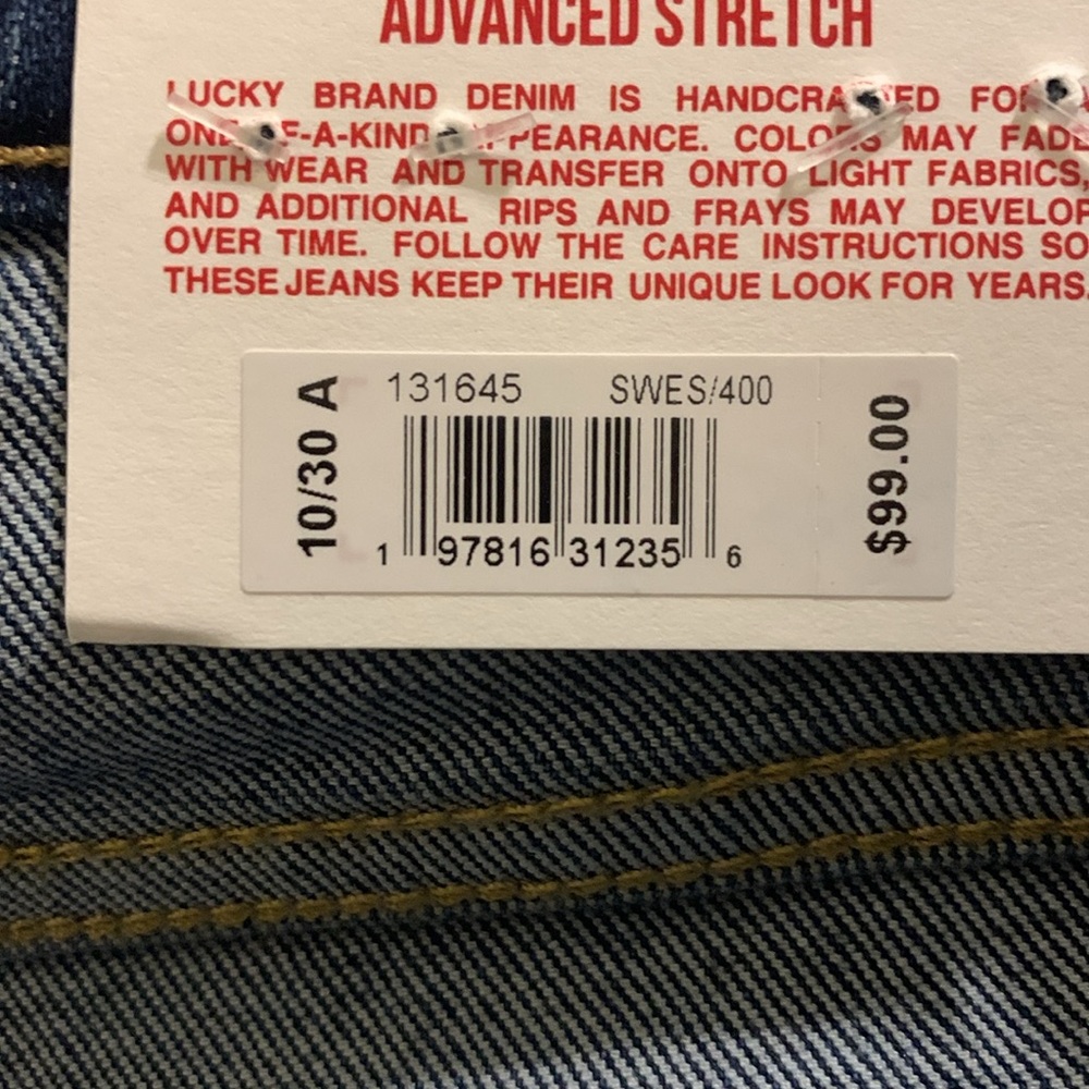 Lucky brand size 10/30 A sweet mid-rise straight advanced stretch blue jeans NWT - Picture 8 of 8